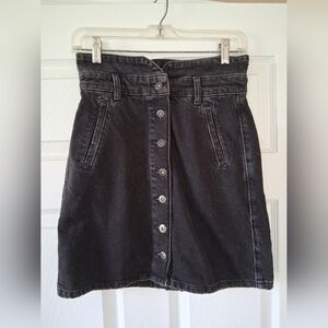 Anthropologie Pilcro Black Demin Paper Bag Skirt Sz 2